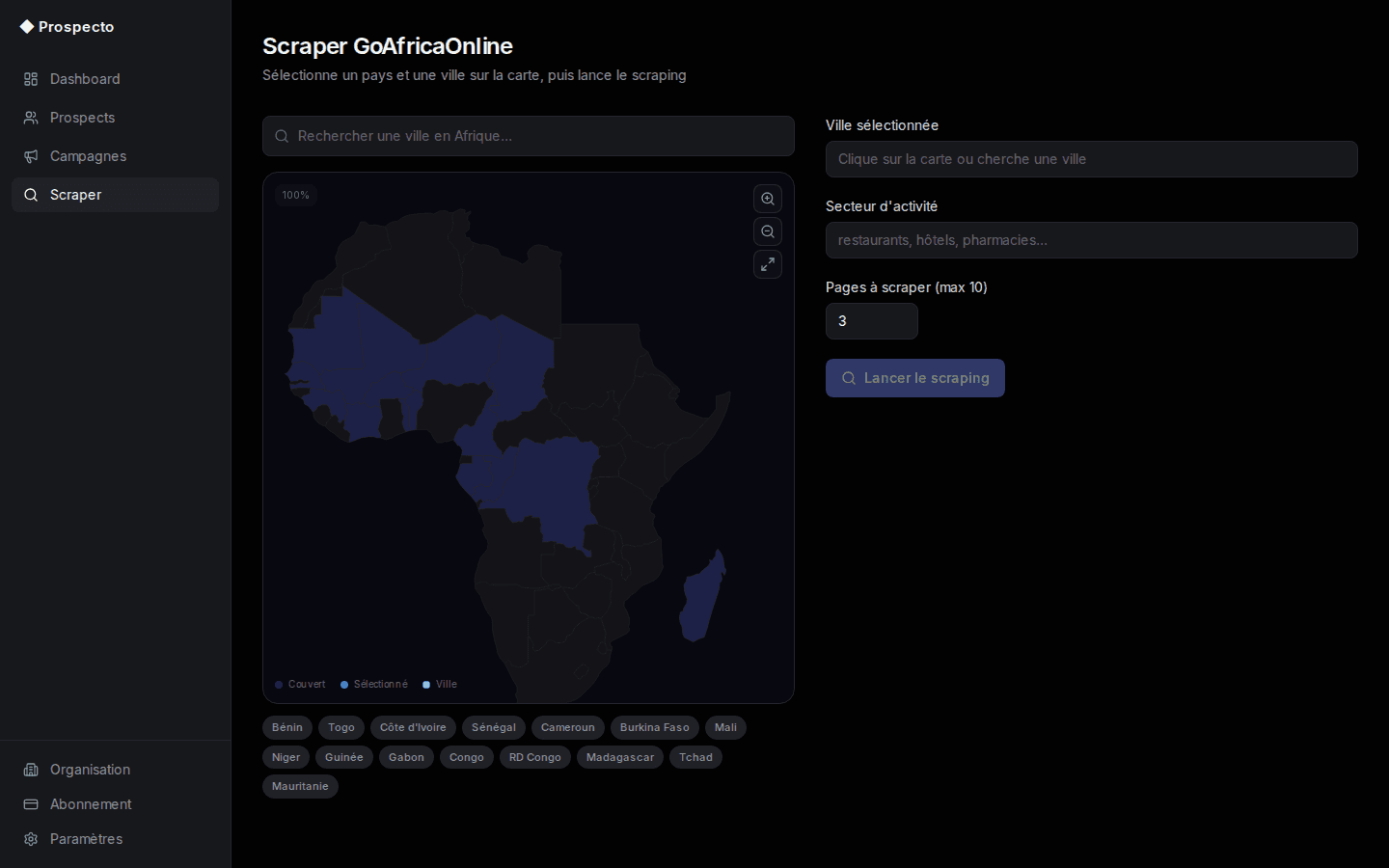 Prospects GoAfrica en 1 clic